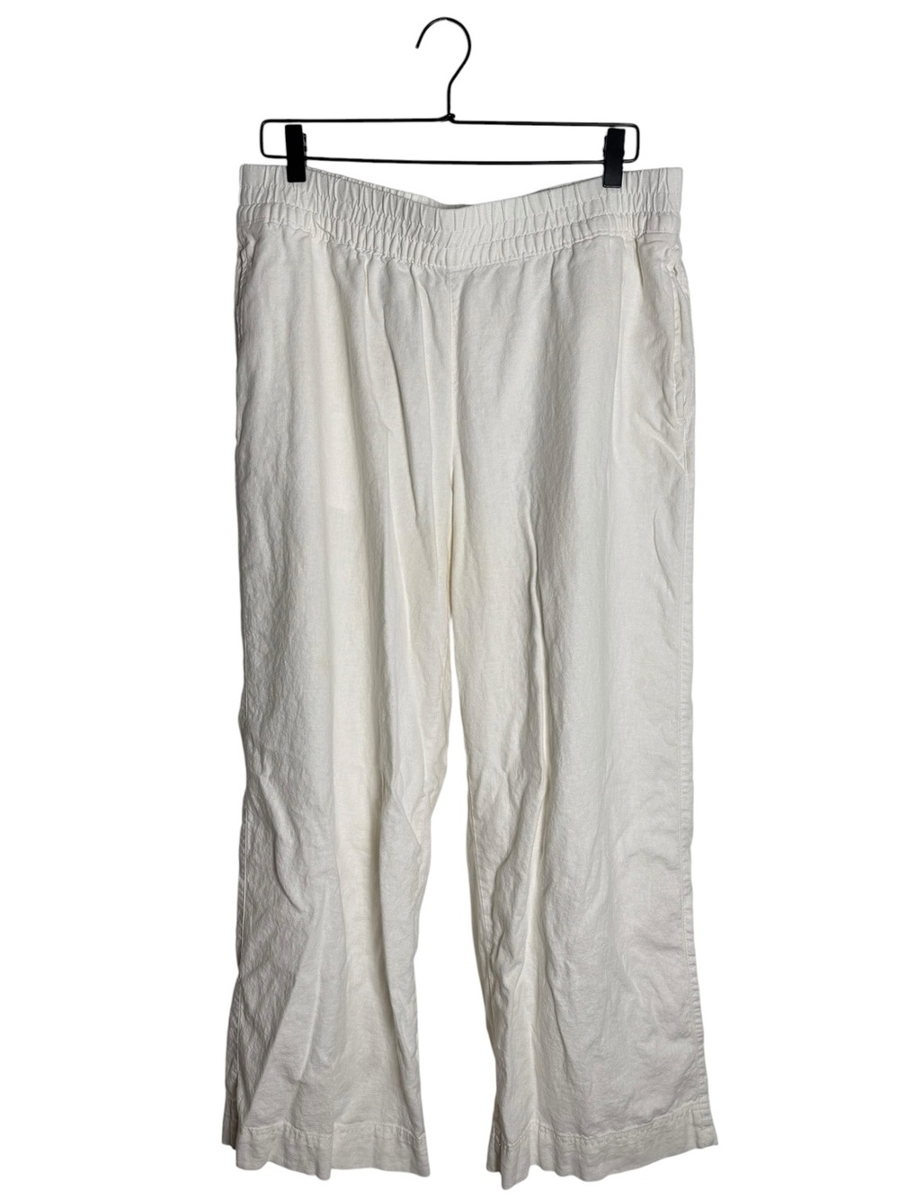 Old Navy White Linen Blend Wide Leg Pants Large